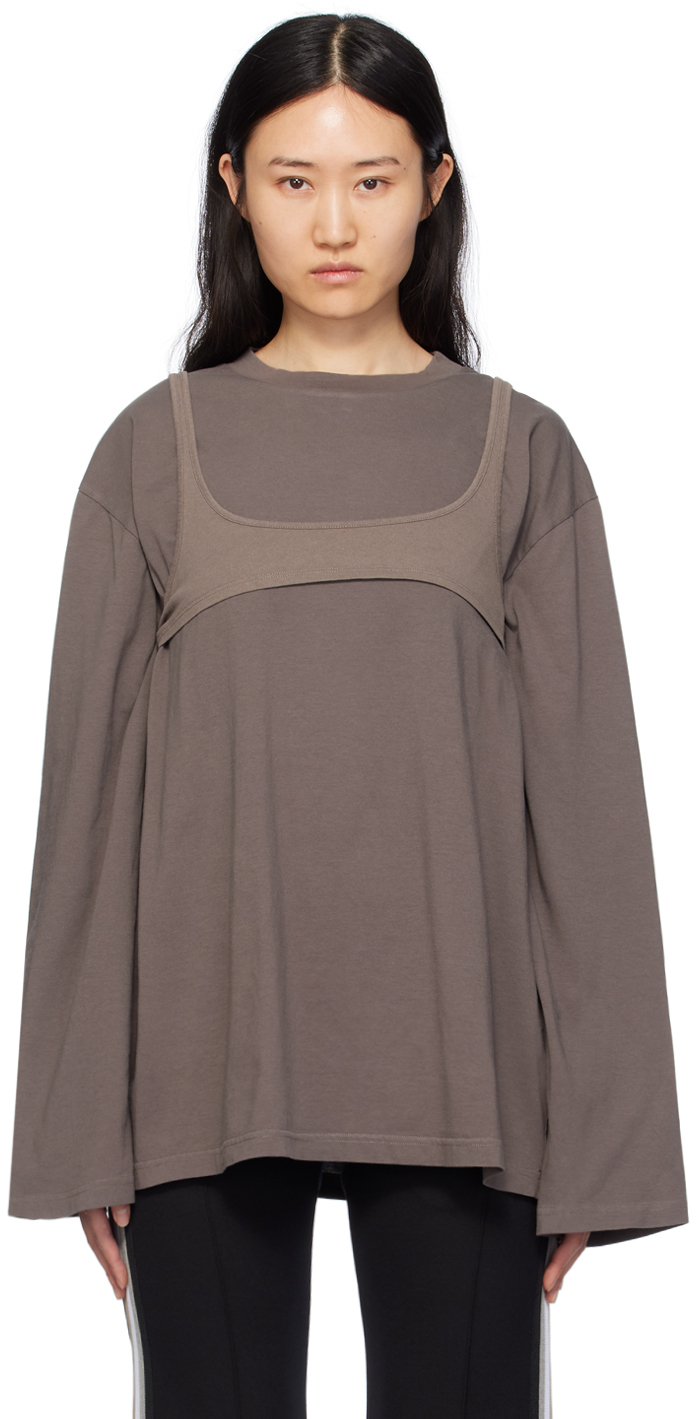 Taupe Numeric Signature Long Sleeve T-Shirt by MM6 Maison Margiela  