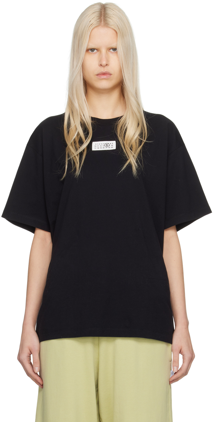 MM6 Maison Margiela: Black Patch T-Shirt | SSENSE