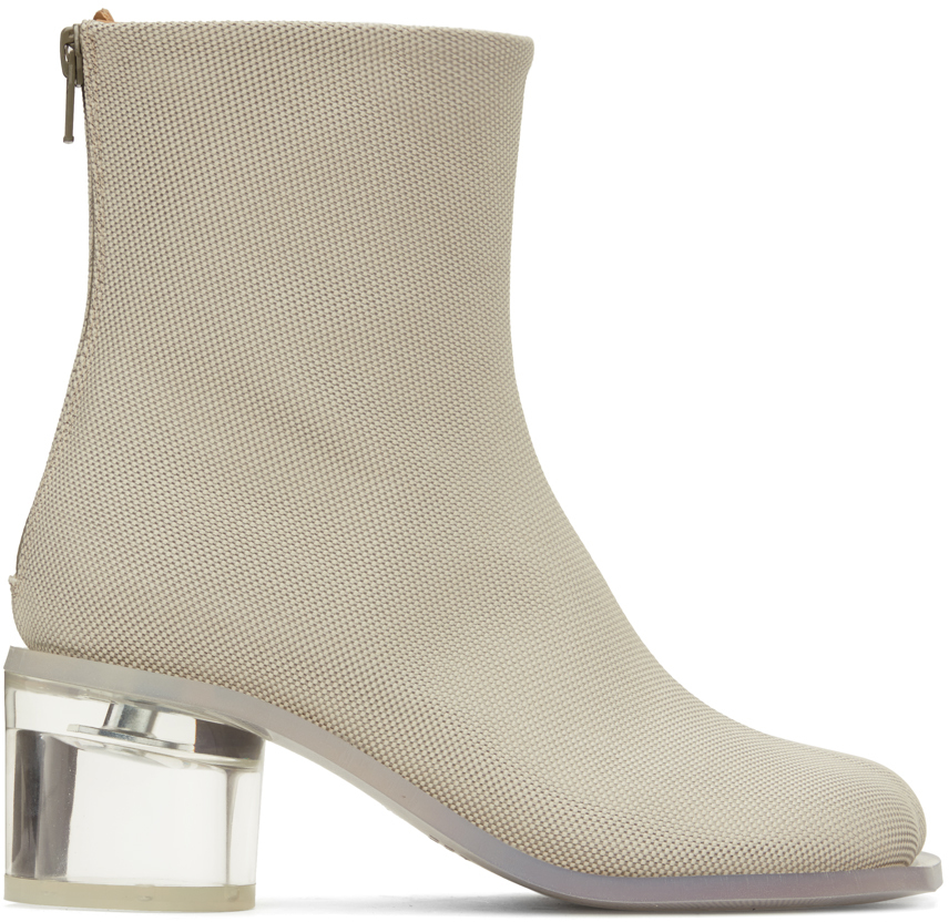 Mm6 Maison Margiela Off-white Anatomic Transparent Boots In T8188 Grout
