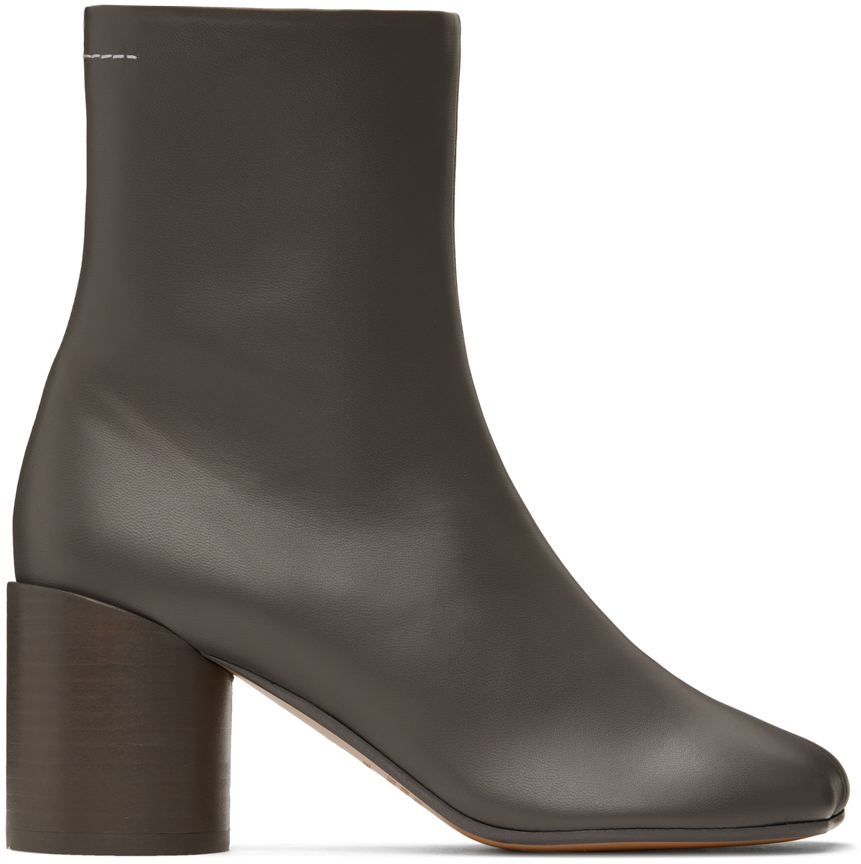 Shop Mm6 Maison Margiela Gray Anatomic Boots In T8031 Bungee Co