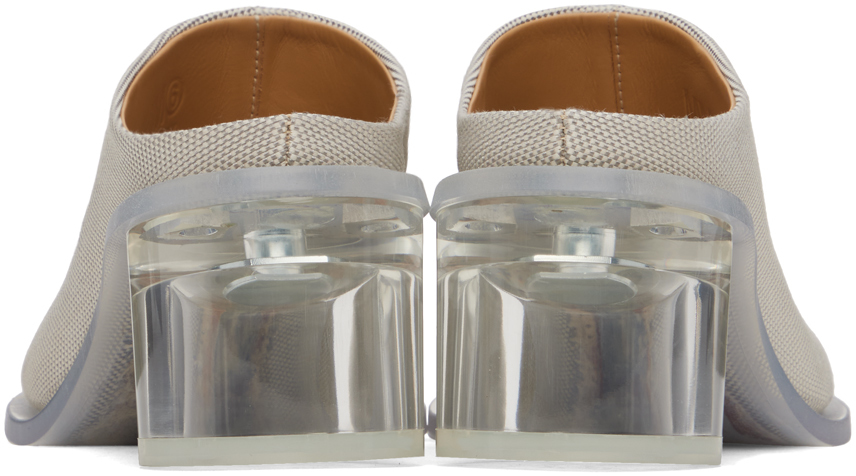 Mm6 Maison Margiela Off-white Canvas Transparent Heels In T8188 Grout