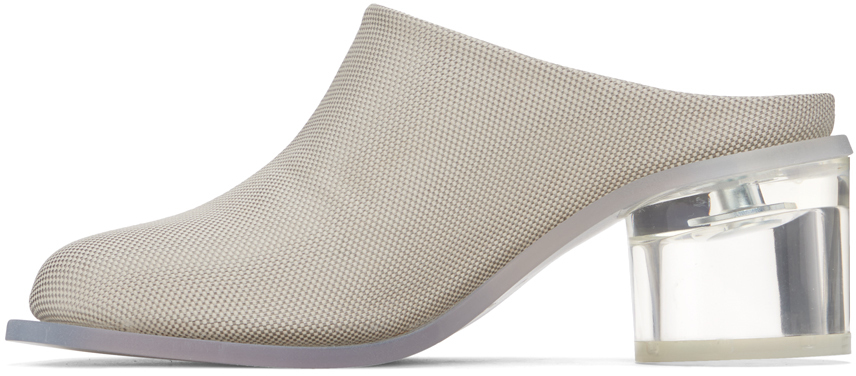 Mm6 Maison Margiela Off-white Canvas Transparent Heels In T8188 Grout