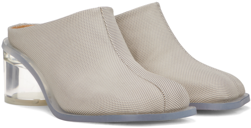 Mm6 Maison Margiela Off-white Canvas Transparent Heels In T8188 Grout
