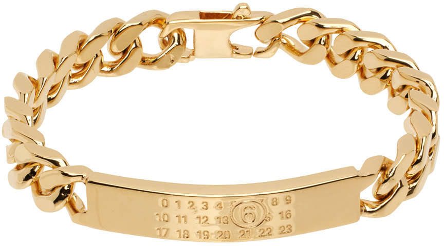 Mm6 Maison Margiela Gold Classic Chain Bracelet In 950 Polished Yellow