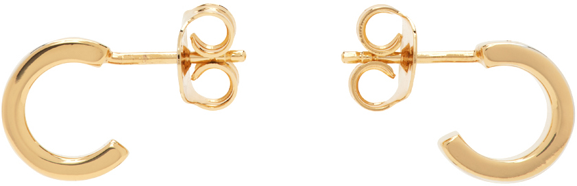 Shop Mm6 Maison Margiela Gold Numeric Minimal Signature Hoop Earrings In 950 Polished Yellow