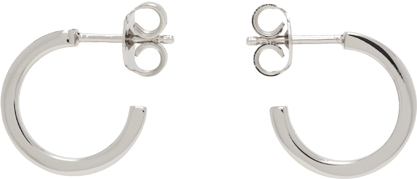 Mm6 Maison Margiela Silver Numeric Minimal Signature Hoop Earrings In 951 Polished Palladi