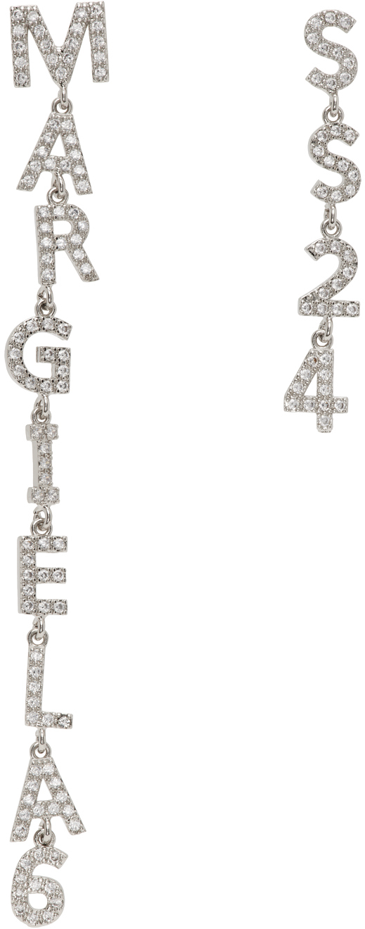 Mm6 Maison Margiela Logo-charm Drop Earrings In Silver
