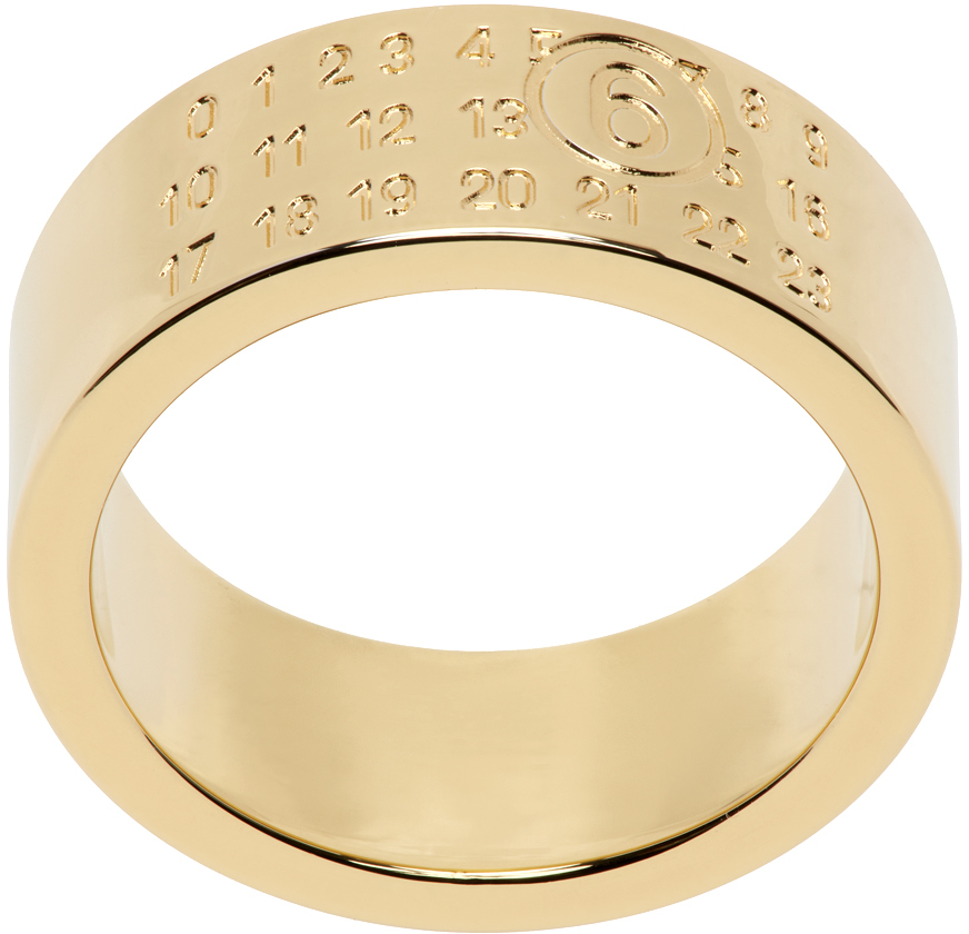 Mm6 Maison Margiela Gold Numeric Minimal Signature Ring In 950 Polished Yellow