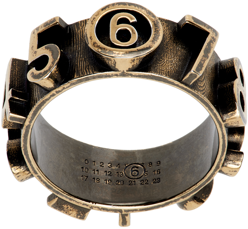 Gold Numeric Signature Embossed Ring