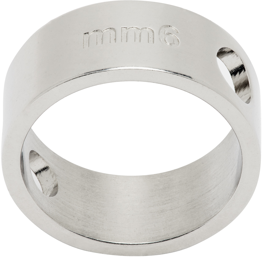 Shop Mm6 Maison Margiela Silver Circle Hole Ring In 952 Silver