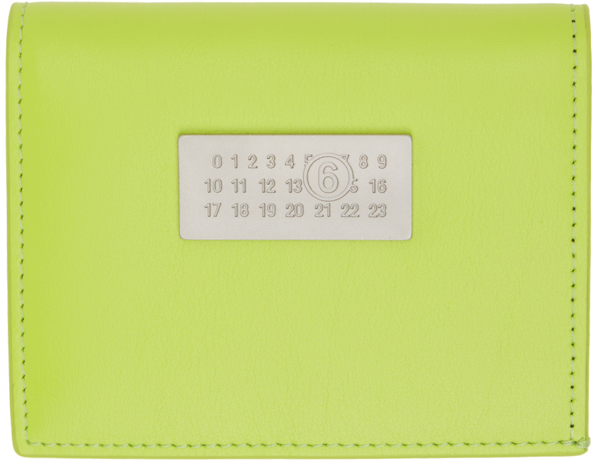 Mm6 Maison Margiela Green Numeric Bifold Wallet In T7280 Lime Green