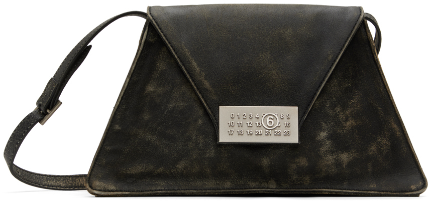 Mm6 Maison Margiela Black Numeric Medium Shoulder Bag In H4524 Black/almond B