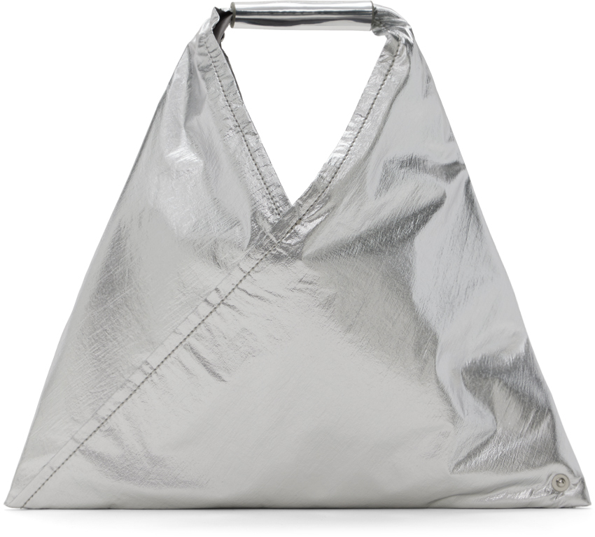 MM6 Maison Margiela: Silver Mini Classic Triangle Tote | SSENSE Canada