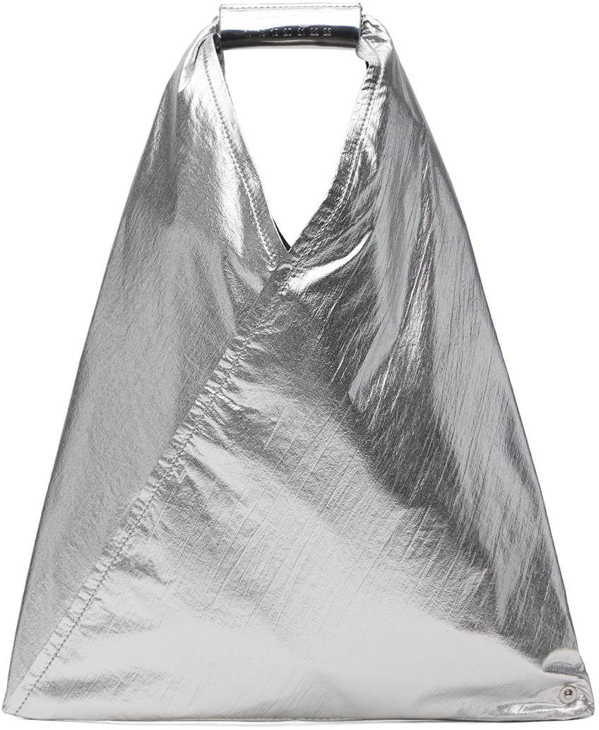 MM6 Maison Margiela: Silver Classic Triangle Small Tote | SSENSE