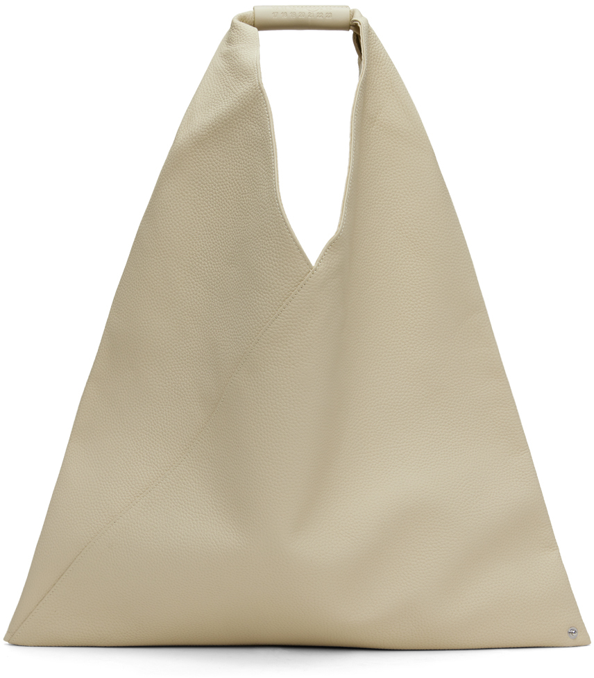 Mm6 Maison Margiela Off-white Classic Triangle Tote In Brown