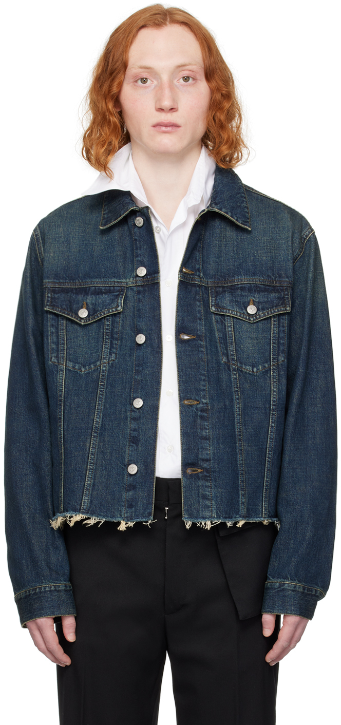 MM6 Maison Margiela: Indigo Cropped Denim Jacket | SSENSE