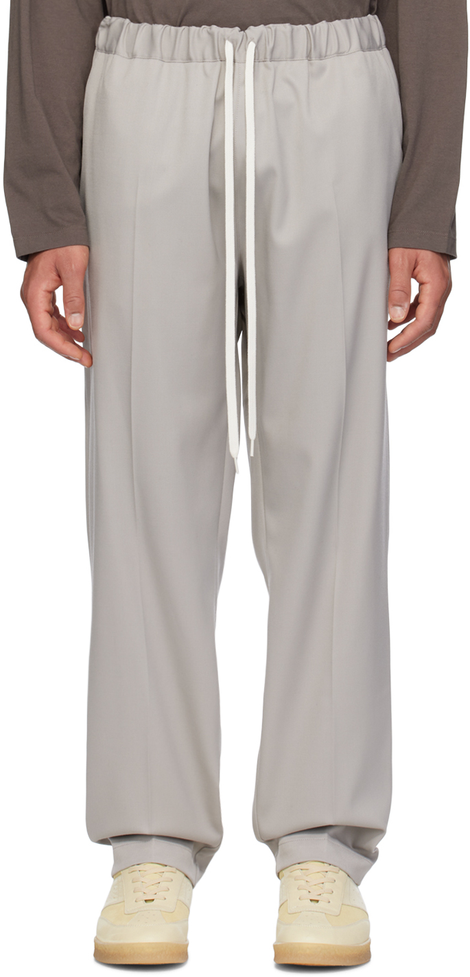 Mm6 Maison Margiela Gray Drawstring Trousers In 858 Taupe