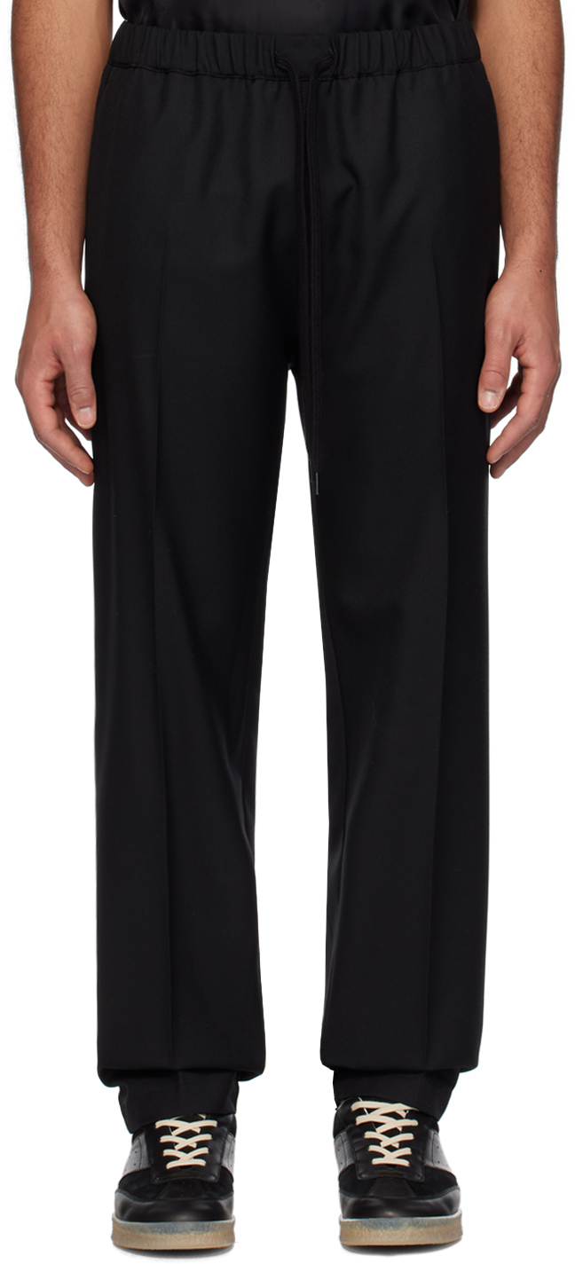 Mm6 Maison Margiela Black Tapered Trousers In 900 Black
