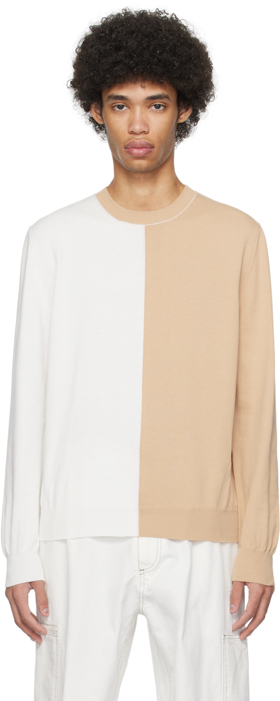 Beige & Off-White Two-Tone Sweater