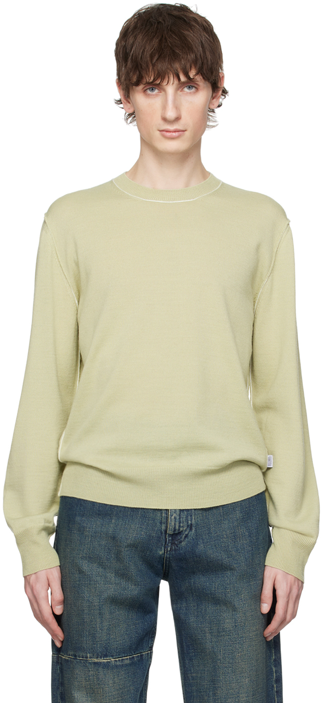 Green Inverted Seams Sweater