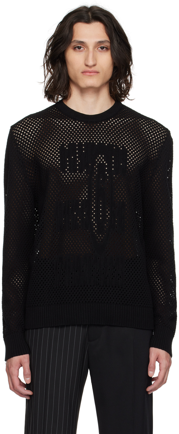 Mm6 Maison Margiela Black Jacquard Sweater In 900 Black
