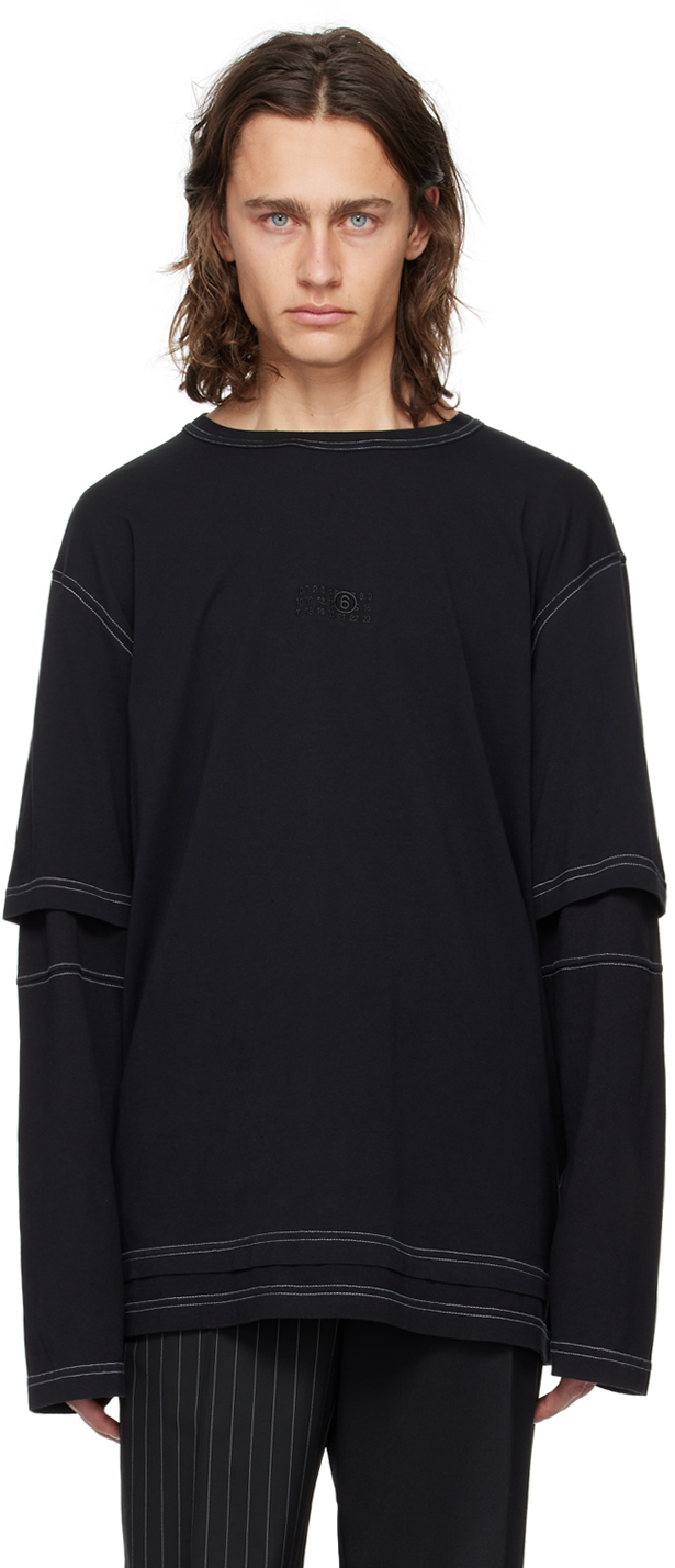 Black Layered Long Sleeve T-Shirt