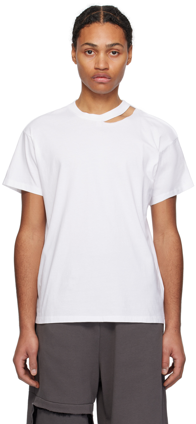 Mm6 Maison Margiela White Safety Pin T-shirt In 100 White
