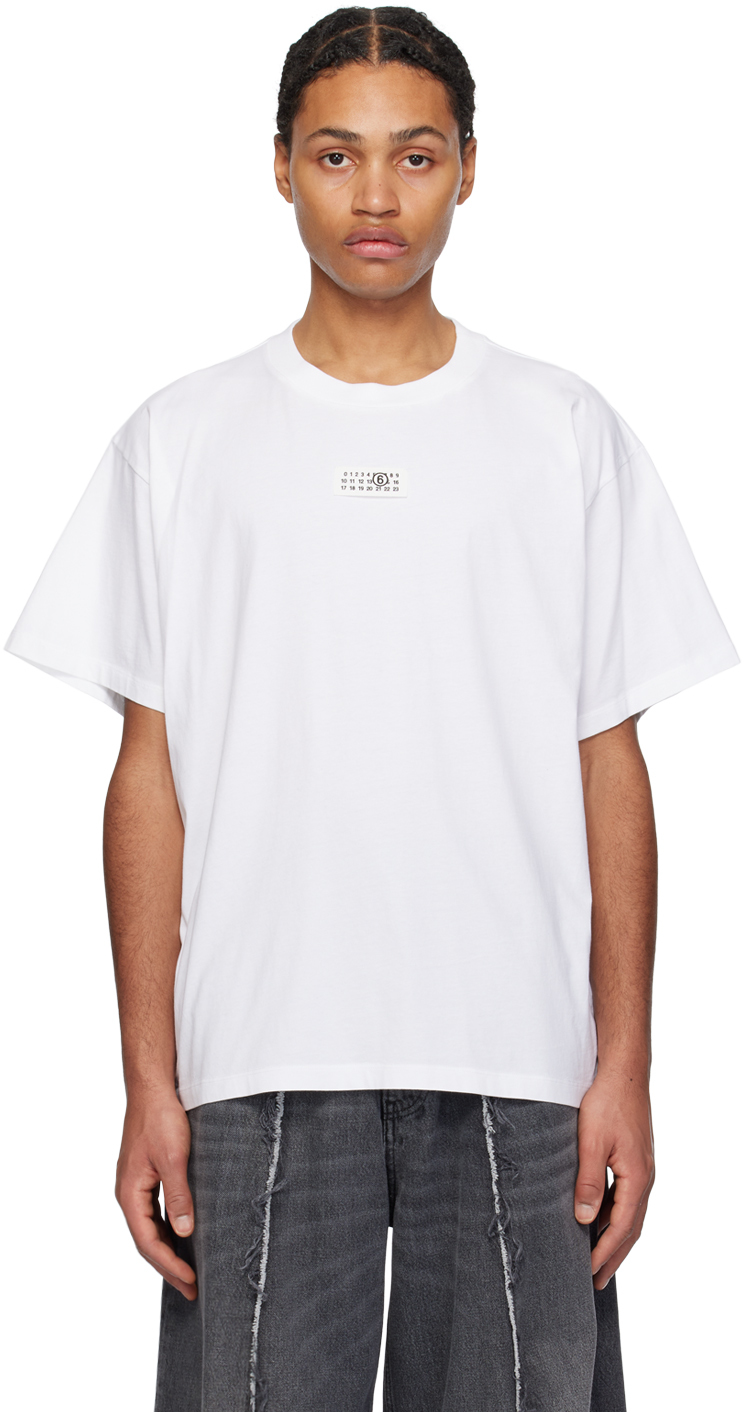 Shop Mm6 Maison Margiela White Numeric Signature T-shirt In 100 White