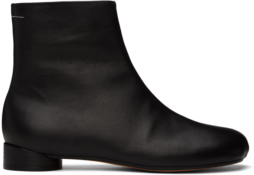 Shop Mm6 Maison Margiela Black Anatomic Ankle Boots In T8013 Black