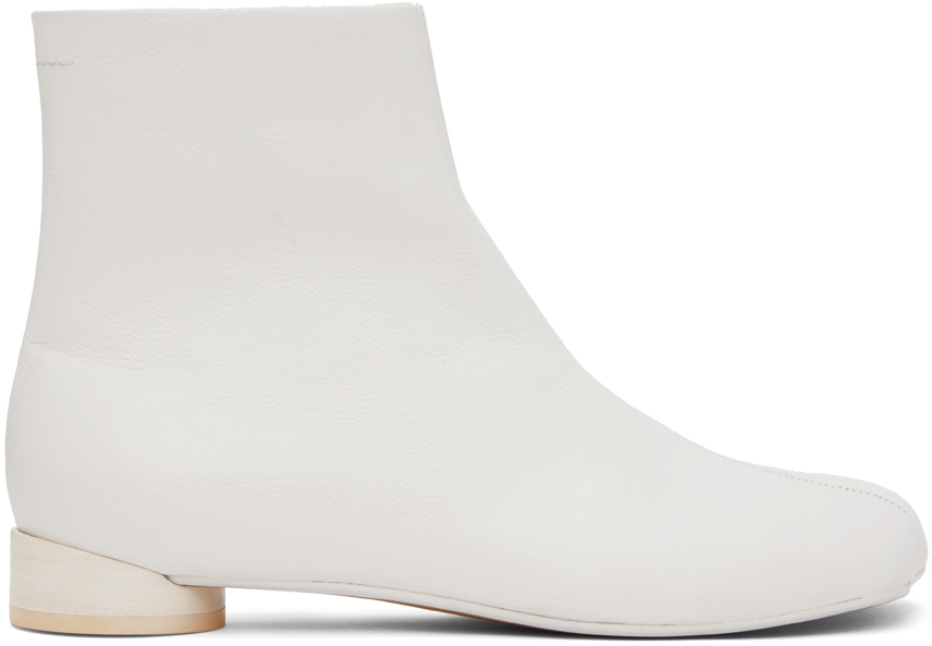 Shop Mm6 Maison Margiela White Anatomic Ankle Boots In T1009 Whisper White