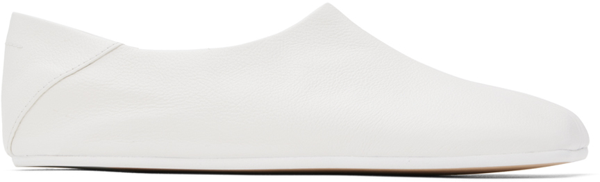 Shop Mm6 Maison Margiela White Ballet Shoe Slip-on Loafers In T1009 Whisper White