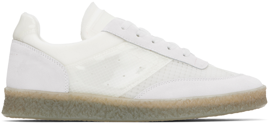 Shop Mm6 Maison Margiela White 6 Court Sneakers In T8041 White Sand
