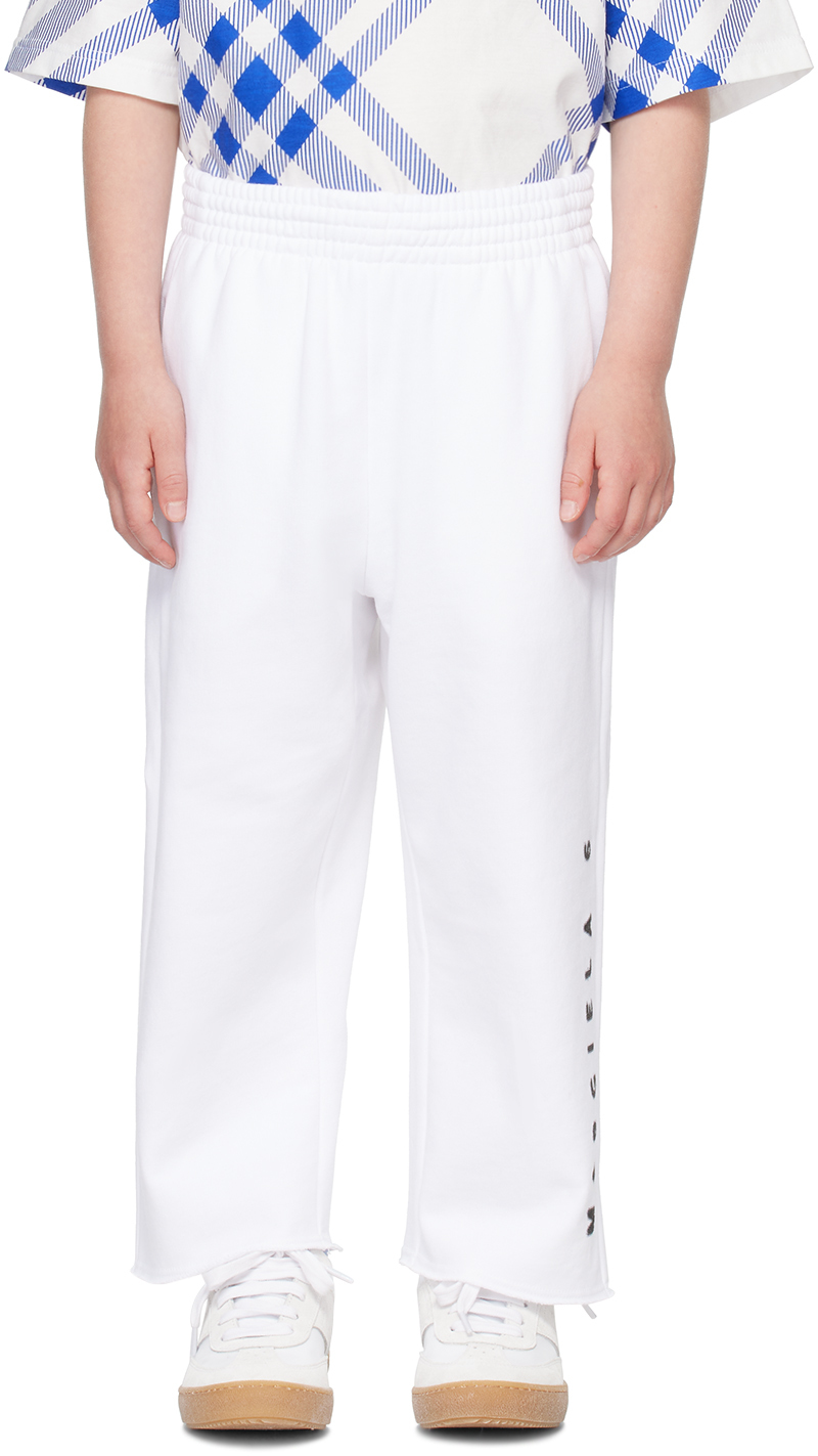 Shop Mm6 Maison Margiela Kids White Printed Sweatpants In M6100