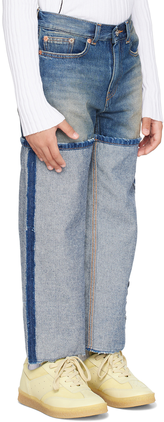 Mm6 Maison Margiela Kids Blue Paneled Jeans In M601