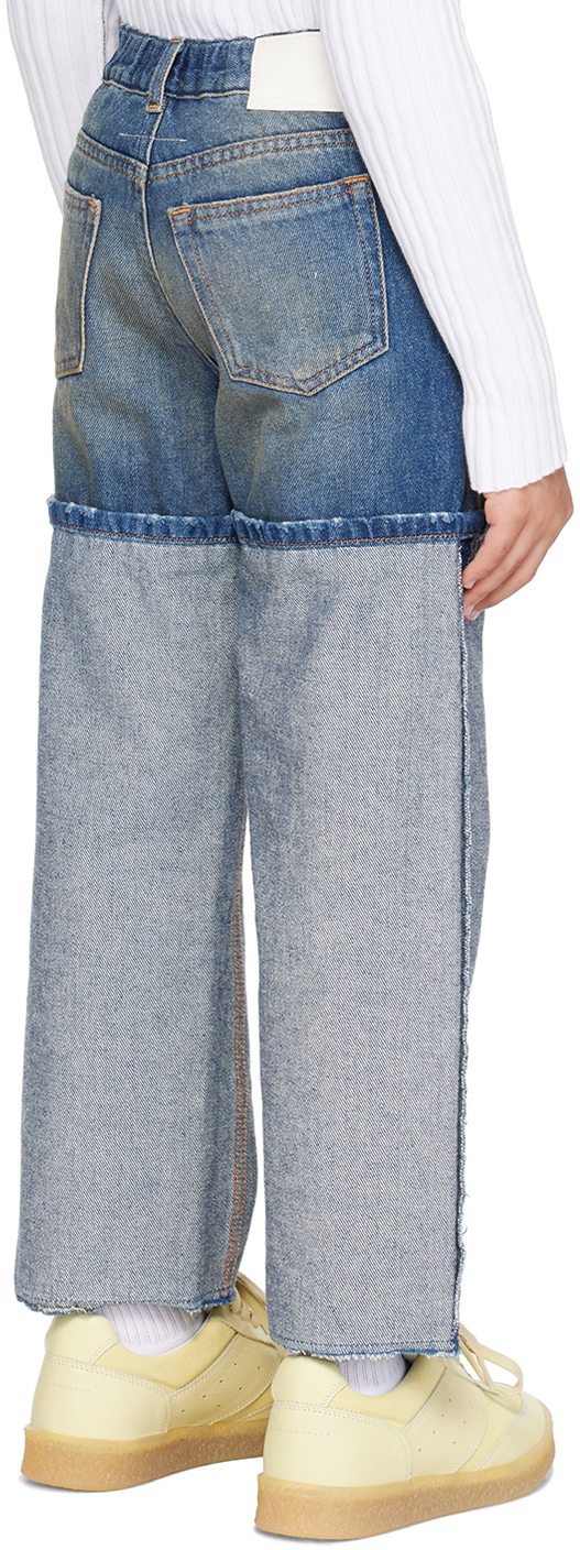 Mm6 Maison Margiela Kids Blue Paneled Jeans In M601