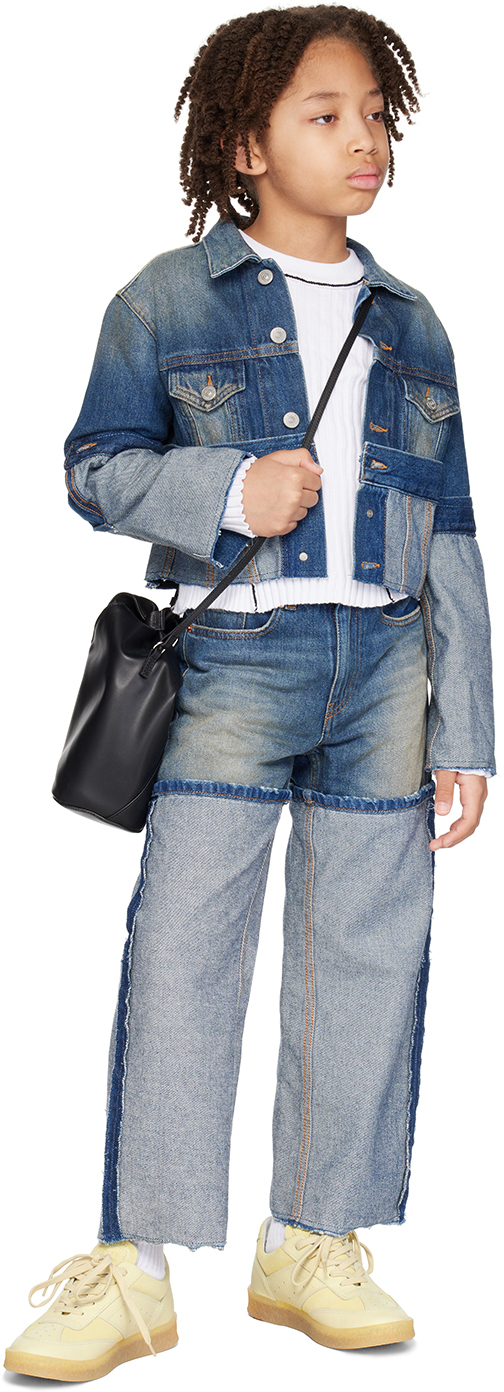 Mm6 Maison Margiela Kids Blue Paneled Jeans In M601