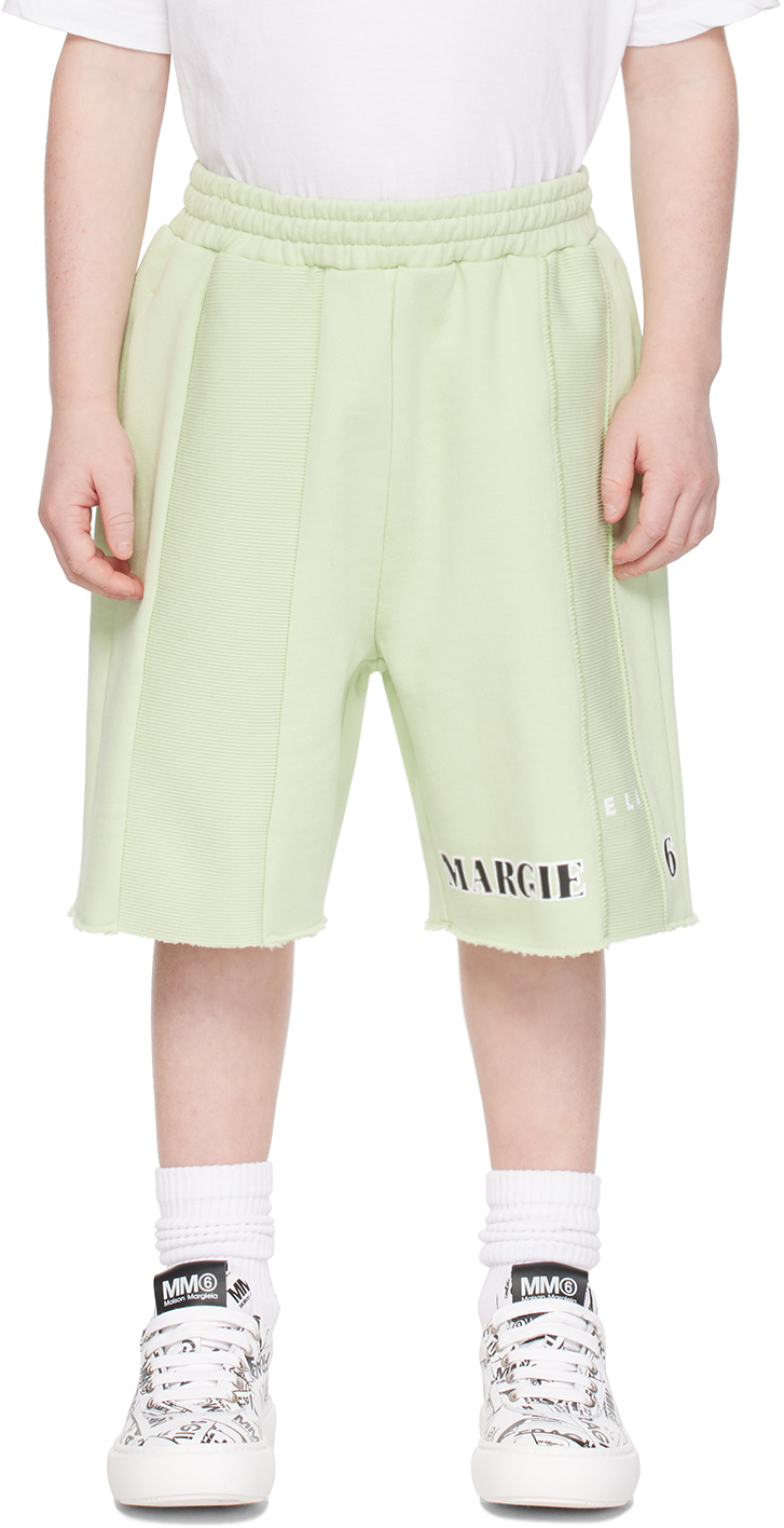 Mm6 Maison Margiela Kids Green Printed Shorts In M6511