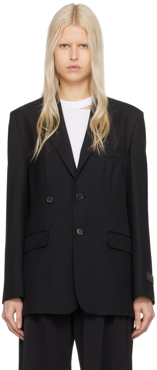 mm6 maison margiela black double-breasted blazer