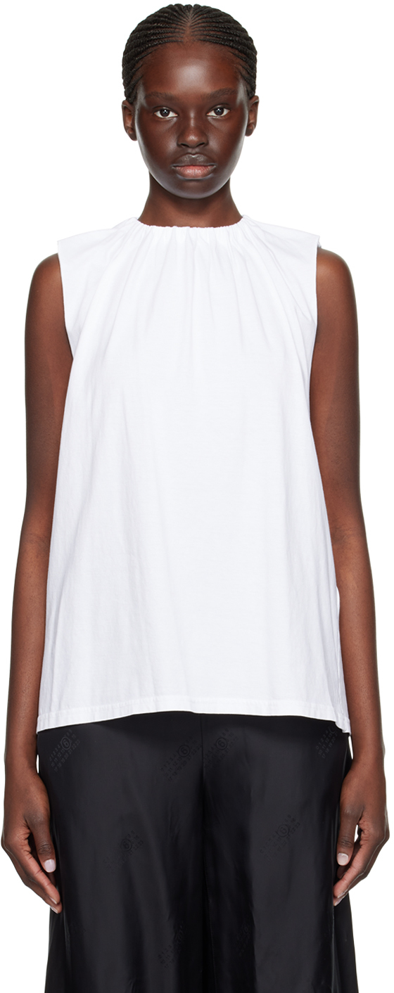 mm6 maison margiela white gathered t-shirt