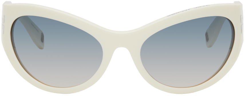 Shop Marc Jacobs White 'the Icon' Wrapped Sunglasses In Szj Ivory