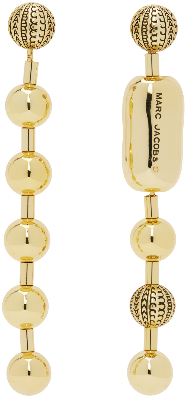 Marc Jacobs Gold 'the Monogram Ball Chain' Earrings In 970 Light Gold
