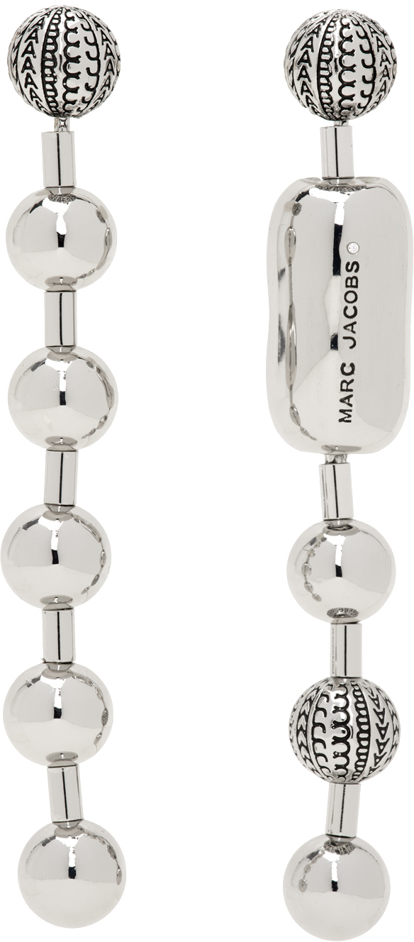 Marc Jacobs Silver 'the Monogram Ball Chain' Earrings In 029 Light Silver