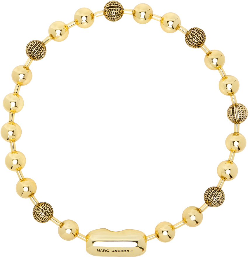 Gold Monogram Ball Chain Necklace