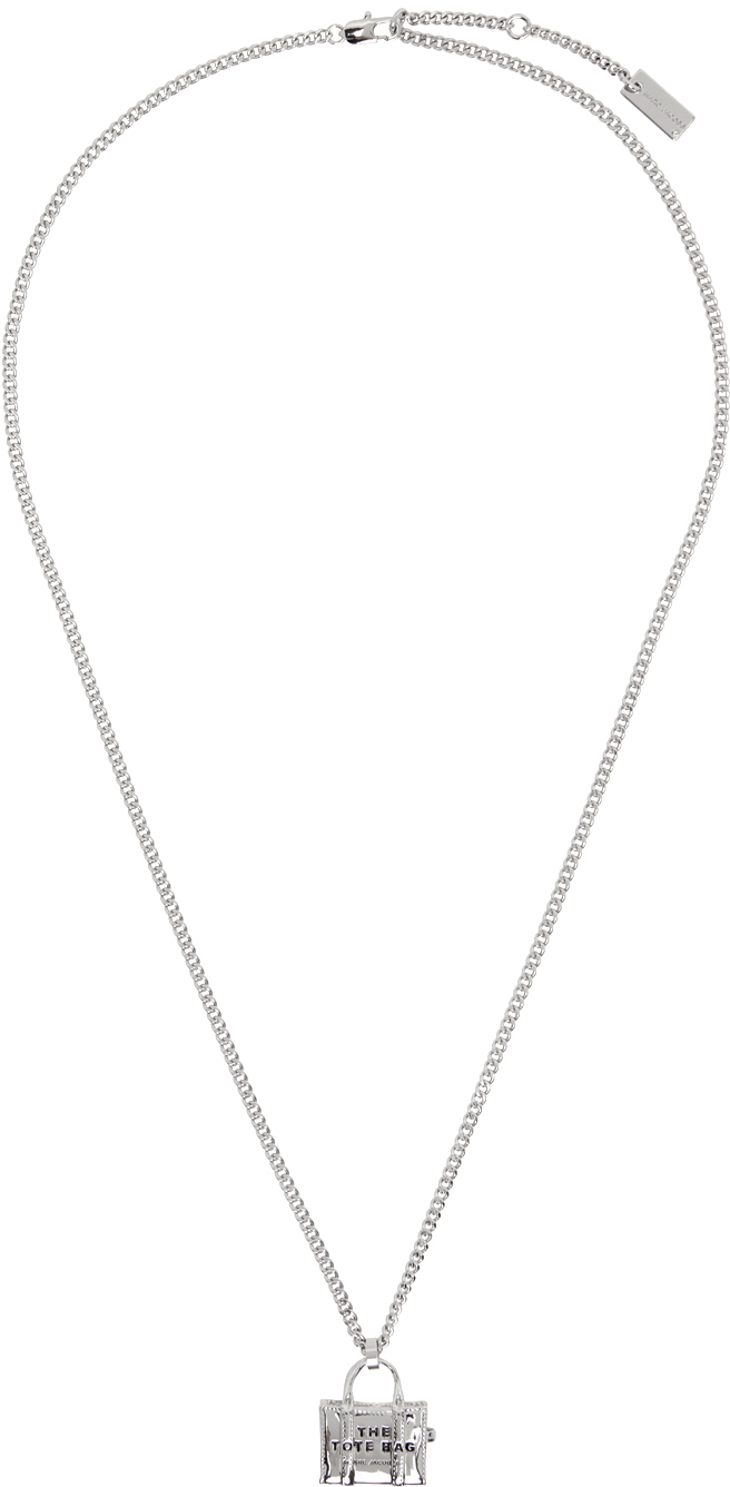 Marc Jacobs Silver 'the Tote Bag' Necklace In 029 Light Silver