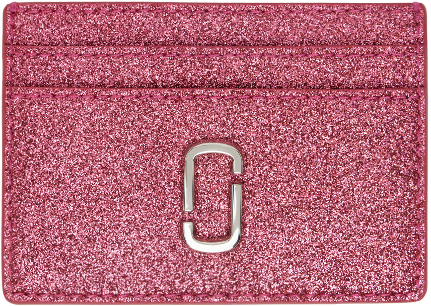 Shop Marc Jacobs Pink 'the Galactic Glitter J Marc' Card Holder In 955 Lipstick Pink