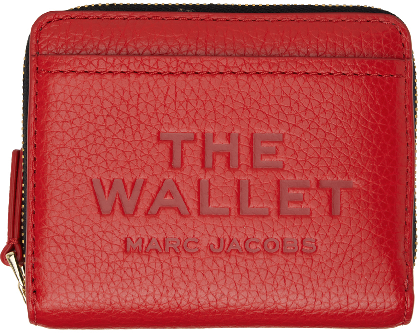 MARC JACOBS RED 'THE LEATHER MINI COMPACT' WALLET