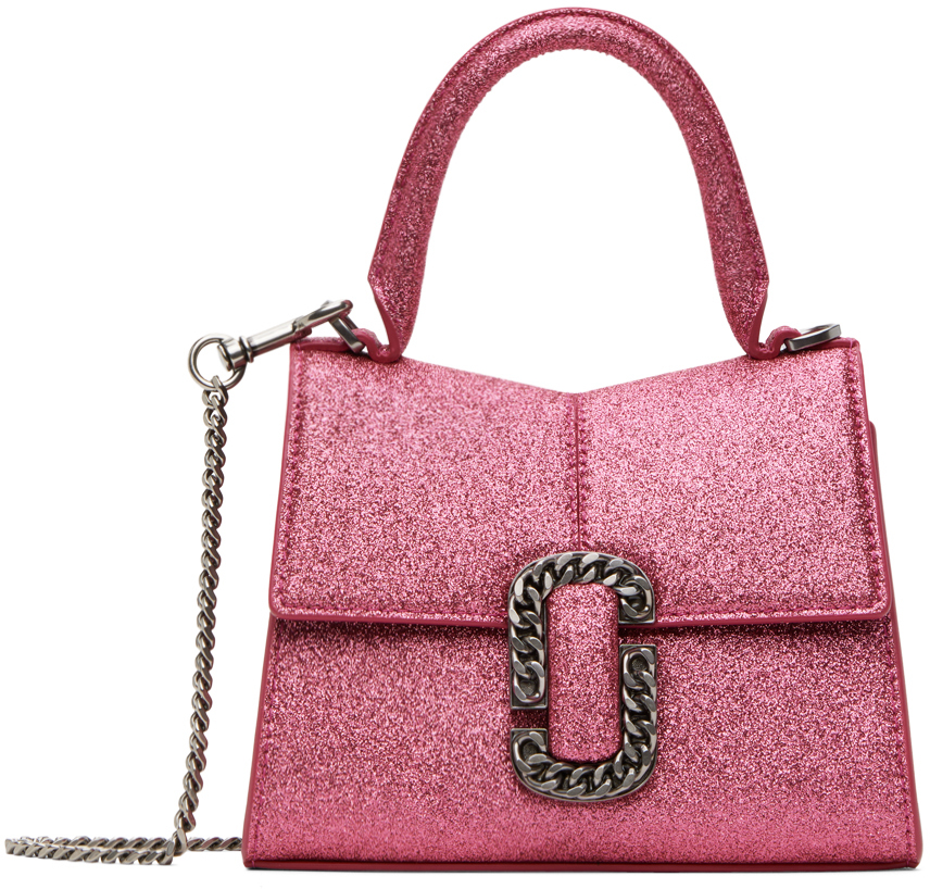 Marc Jacobs Pink 'the Galactic Glitter St. Marc Mini' Top Handle Bag In 955 Lipstick Pink