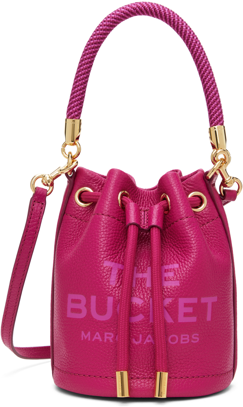 Shop Marc Jacobs Pink 'the Leather Mini Bucket' Bag In 955 Lipstick Pink
