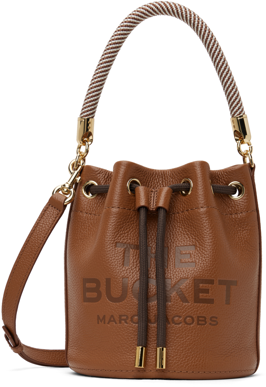 Shop Marc Jacobs Brown 'the Leather Bucket' Bag In 212 Argan Oil