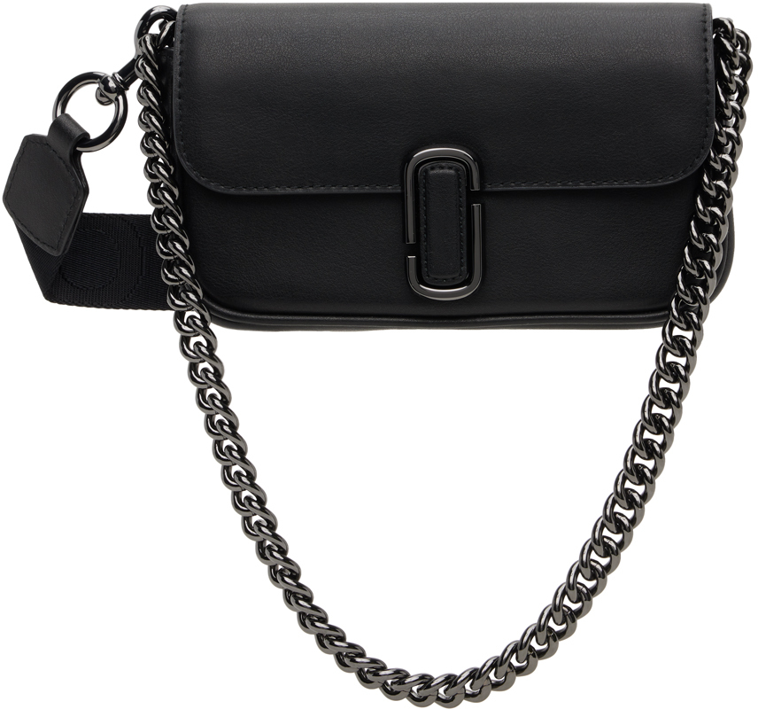 Shop Marc Jacobs Black 'the J Marc Mini' Bag In 016 Black/gunmetal
